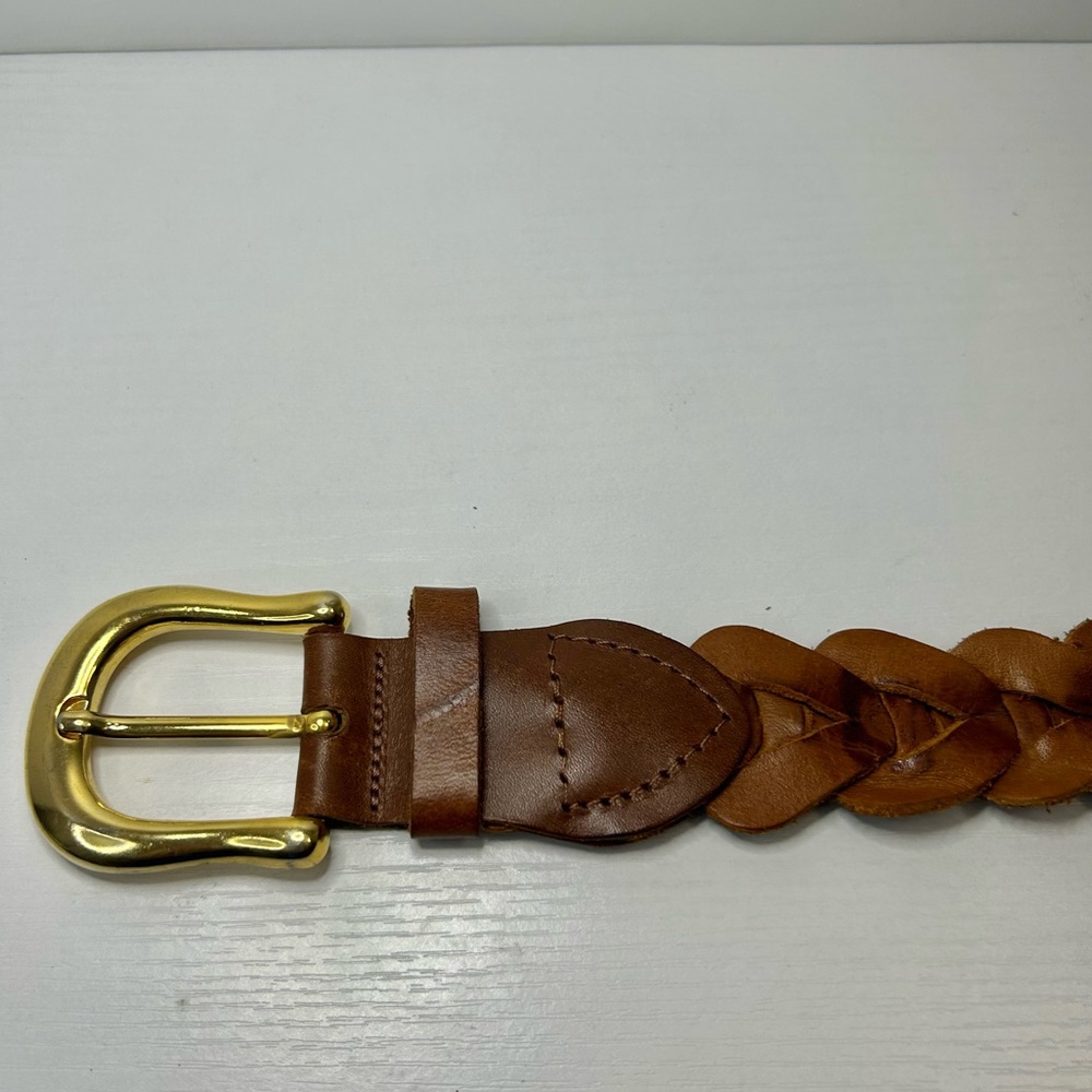 Capezio Vintage Brown Leather Braided Belt w/ Gold Buckle Size M/L - Picture 4 of 9